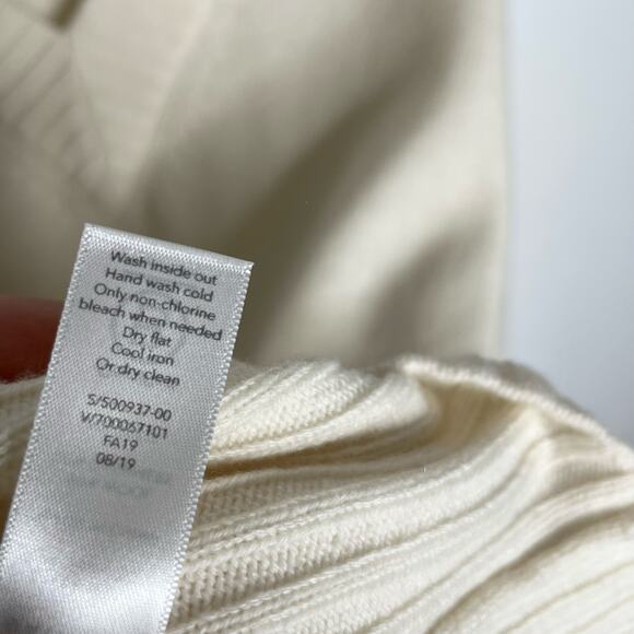 Athleta Wool Cashmere Long Sleeve Tunic Sweater Womens Small Cream V Neck - Picture 9 of 11